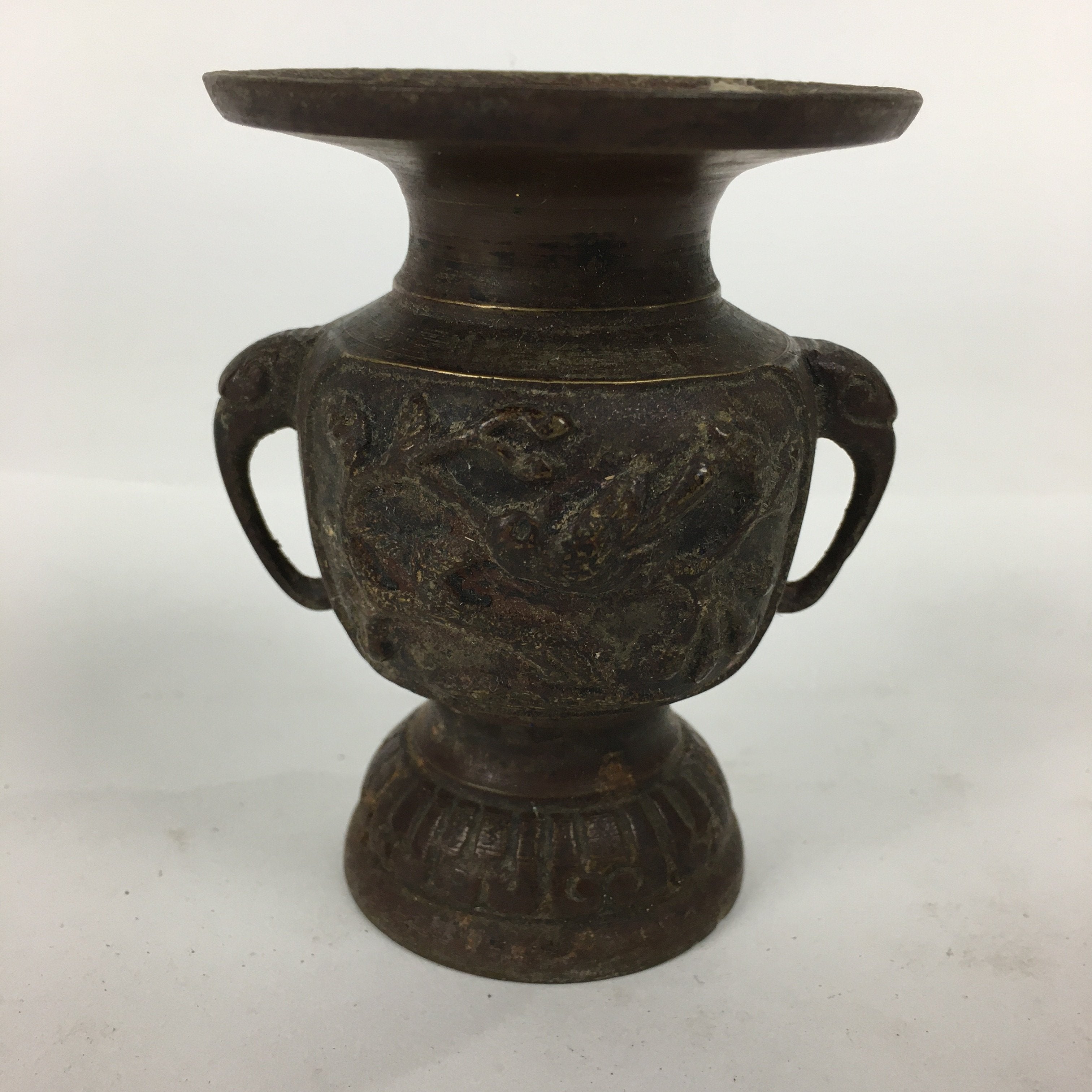 Japanese Buddhist Altar Fitting Flower Stand Vase Vtg Bronze Butsudan BU578