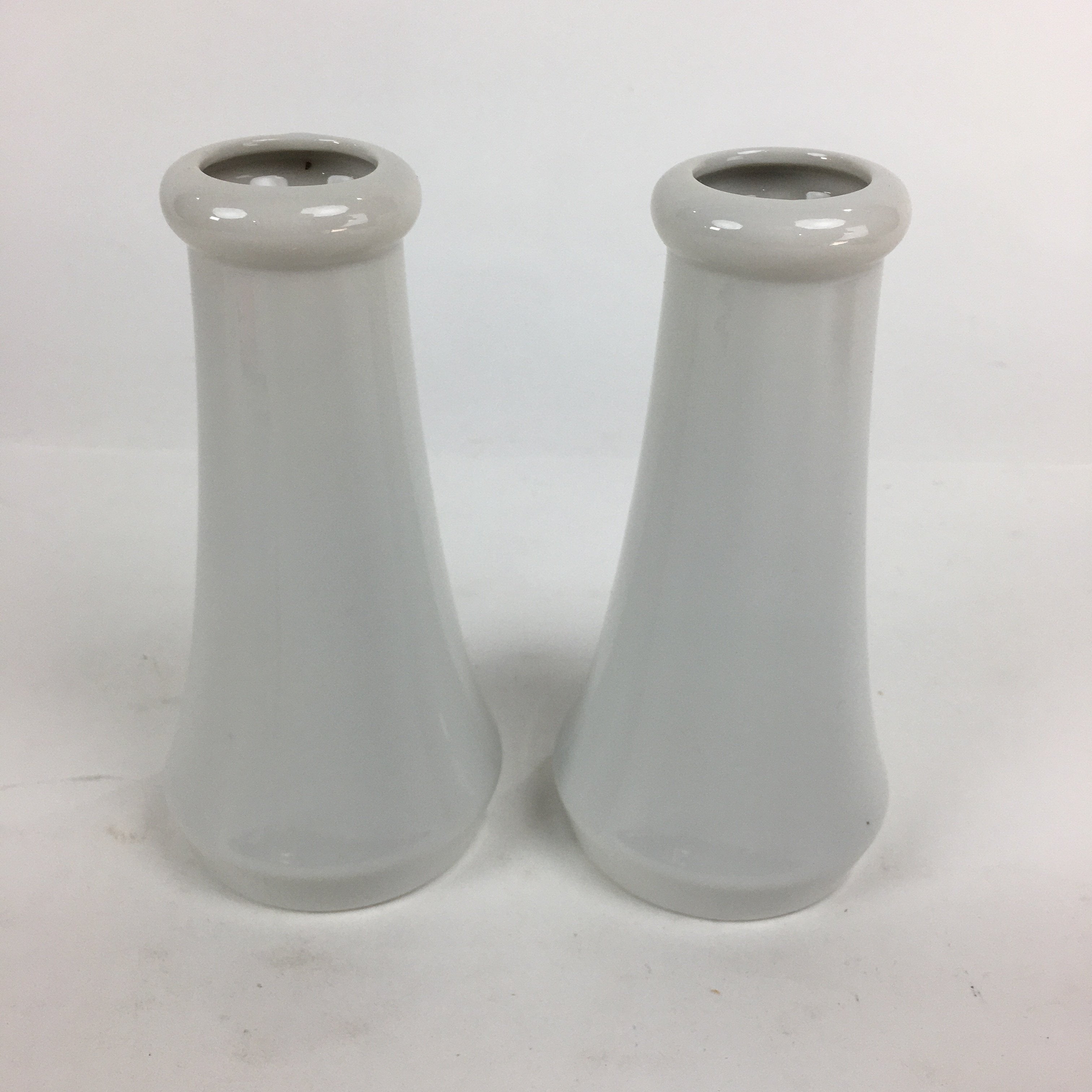 Japanese Buddhist Altar Fitting Flower Vase 2pc Set Vtg Porcelain Kabin Butsudan