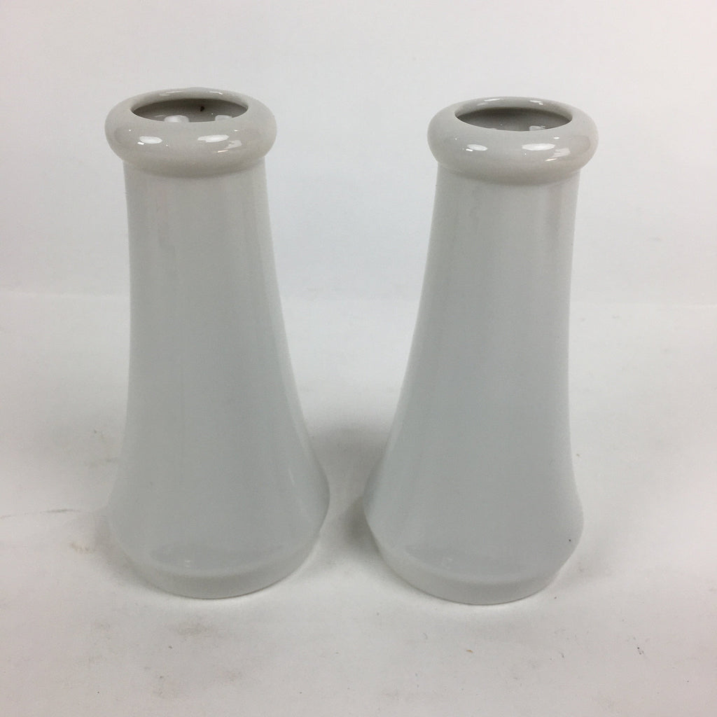 Japanese Buddhist Altar Fitting Flower Vase 2pc Set Vtg Porcelain Kabin Butsudan