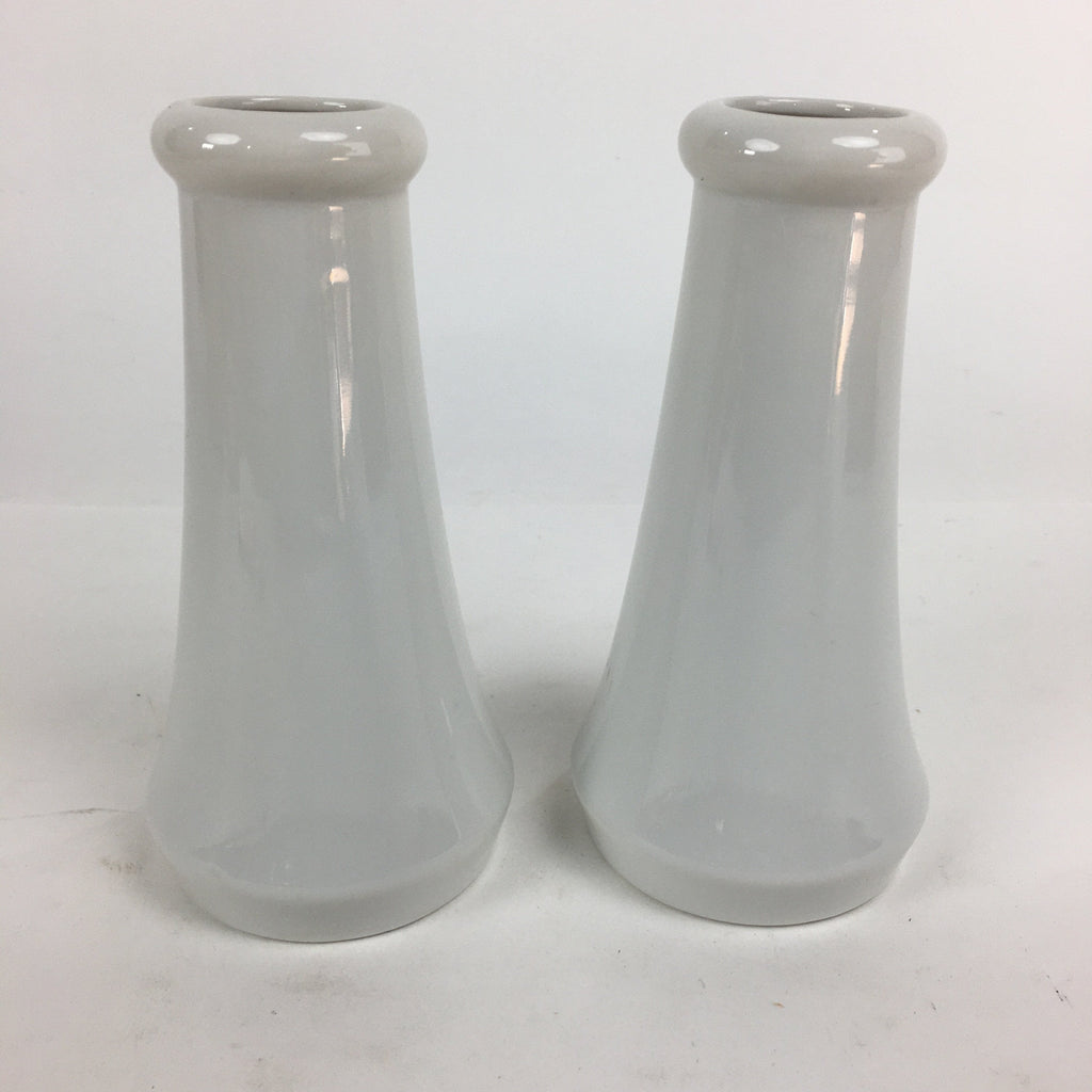 Japanese Buddhist Altar Fitting Flower Vase 2pc Set Vtg Porcelain Kabin Butsudan