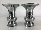Japanese Buddhist Altar Fitting Flower Vase Stand Pair Vtg Silver BU770