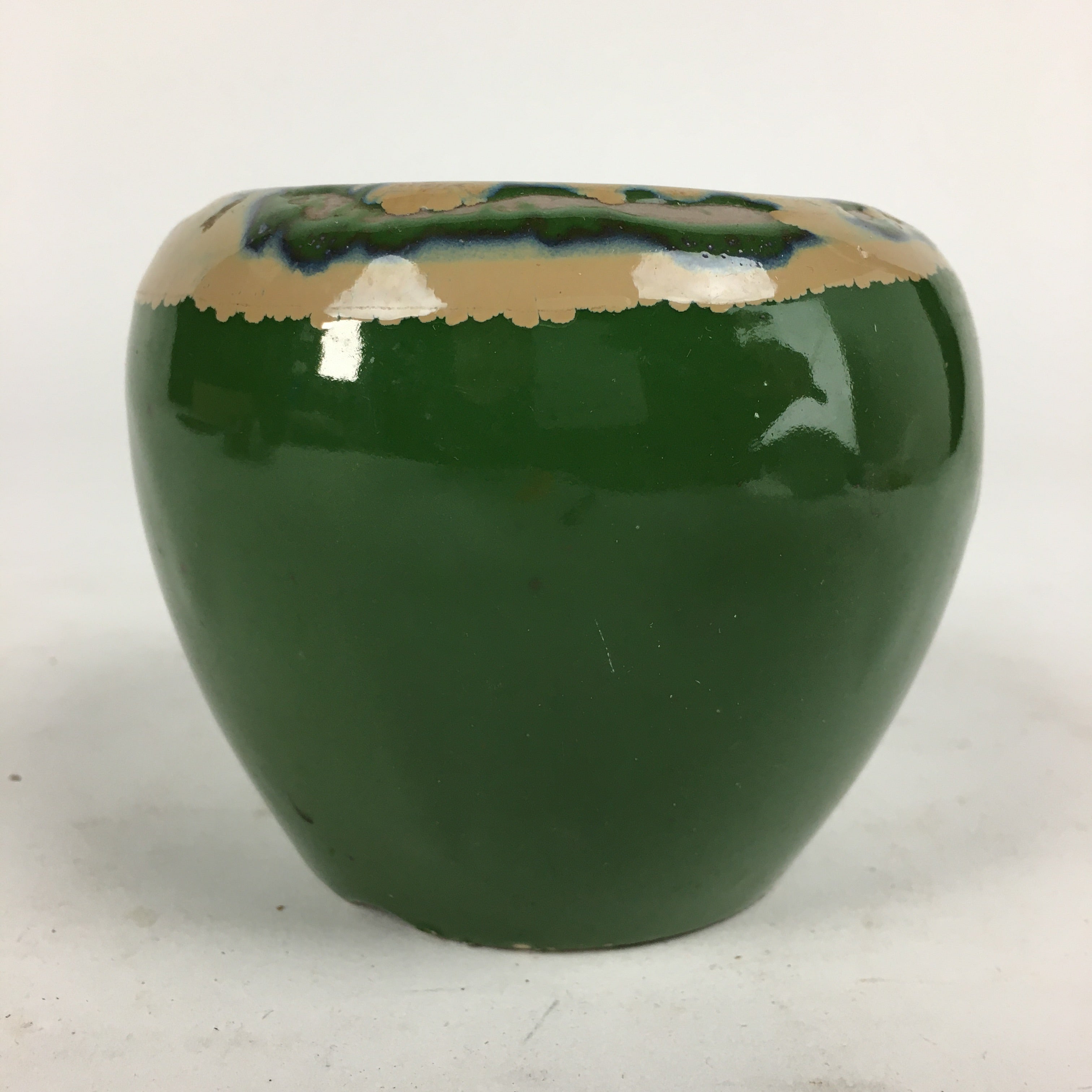 Japanese Buddhist Altar Fitting Incense Burner Vtg Koro Butsudan Green BU617