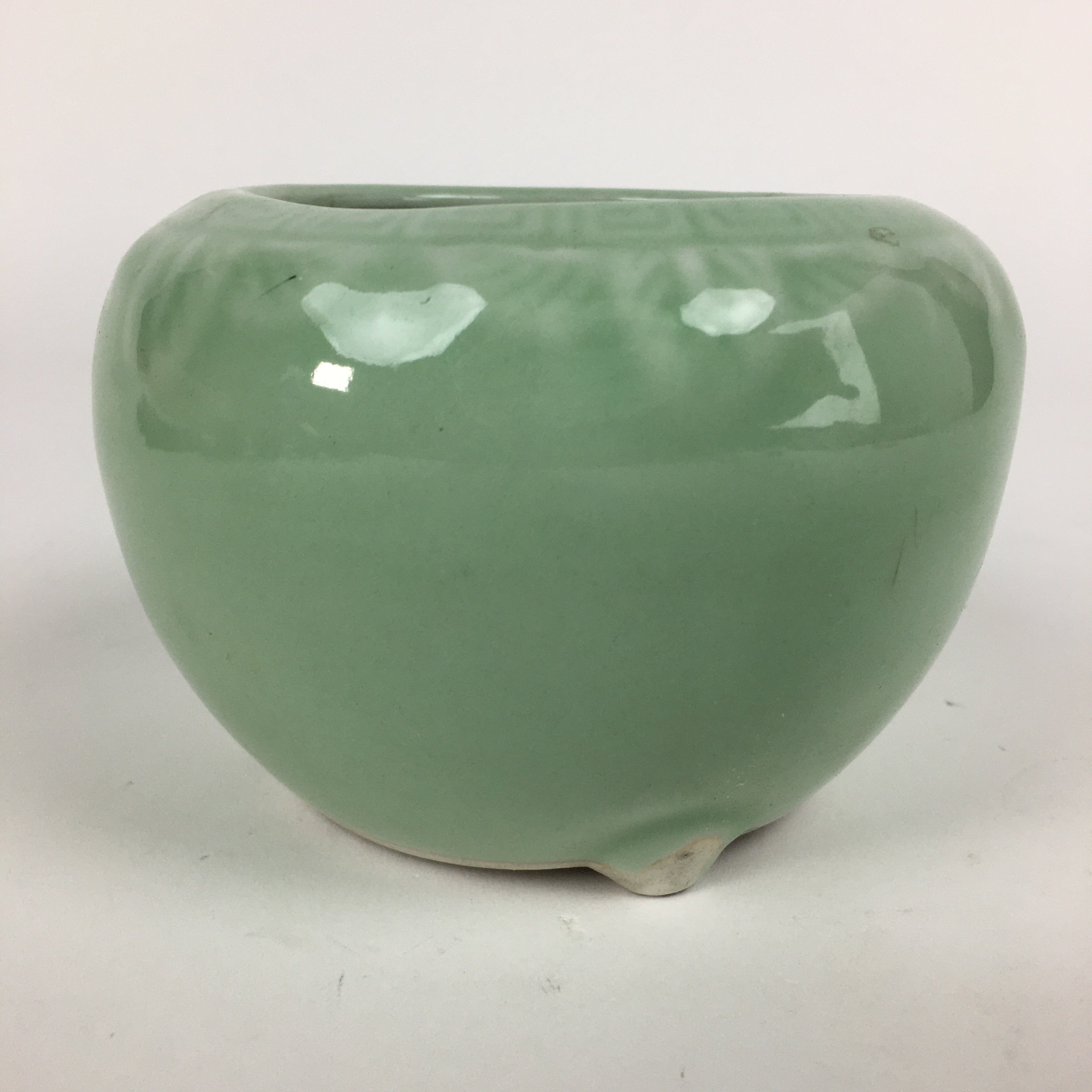 Japanese Buddhist Altar Fitting Incense Burner Vtg Koro Butsudan Light Green BU6