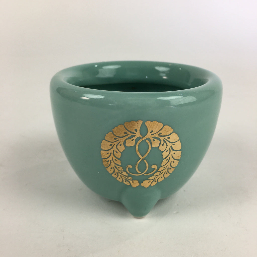 Japanese Buddhist Altar Fitting Incense Burner Vtg Koro Light Green BU693