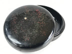 Japanese Buddhist Altar Fitting Incense Container Vtg Round Kogo Black BU812