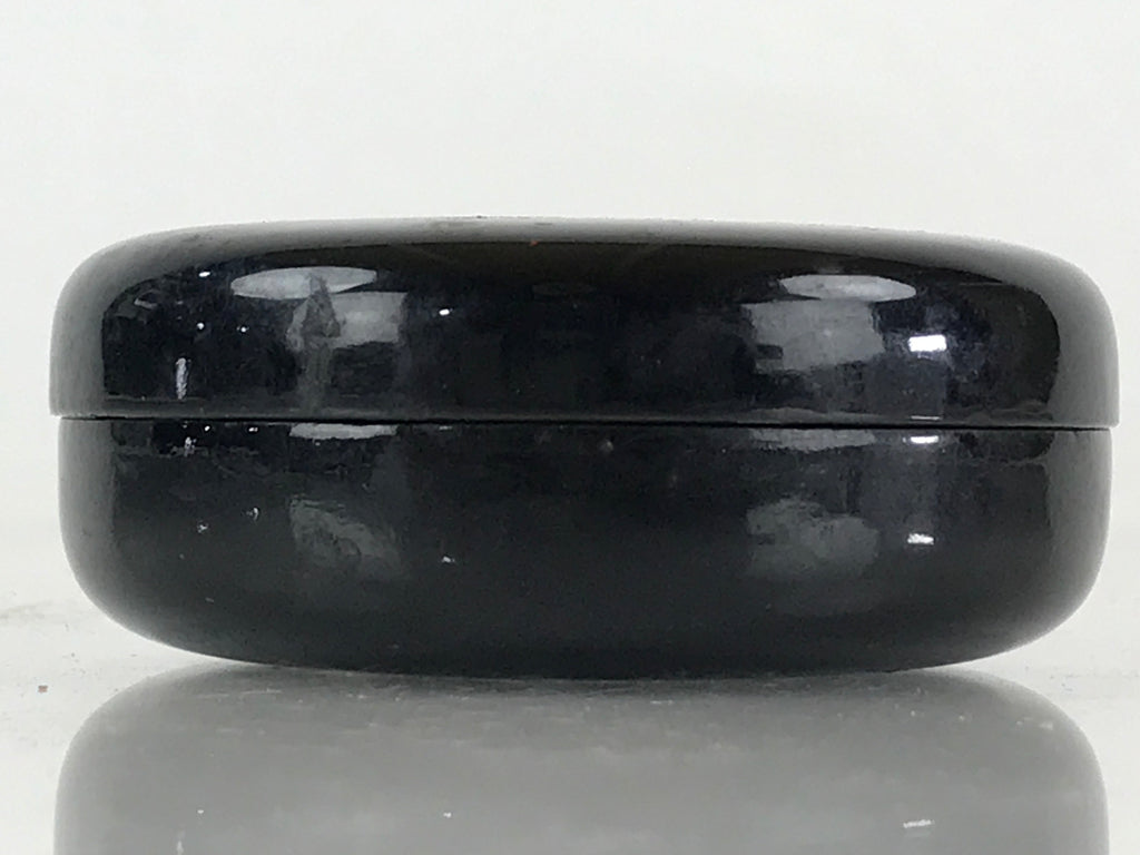 Japanese Buddhist Altar Fitting Incense Container Vtg Round Kogo Black BU812
