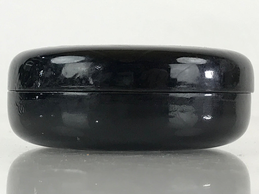 Japanese Buddhist Altar Fitting Incense Container Vtg Round Kogo Black BU812