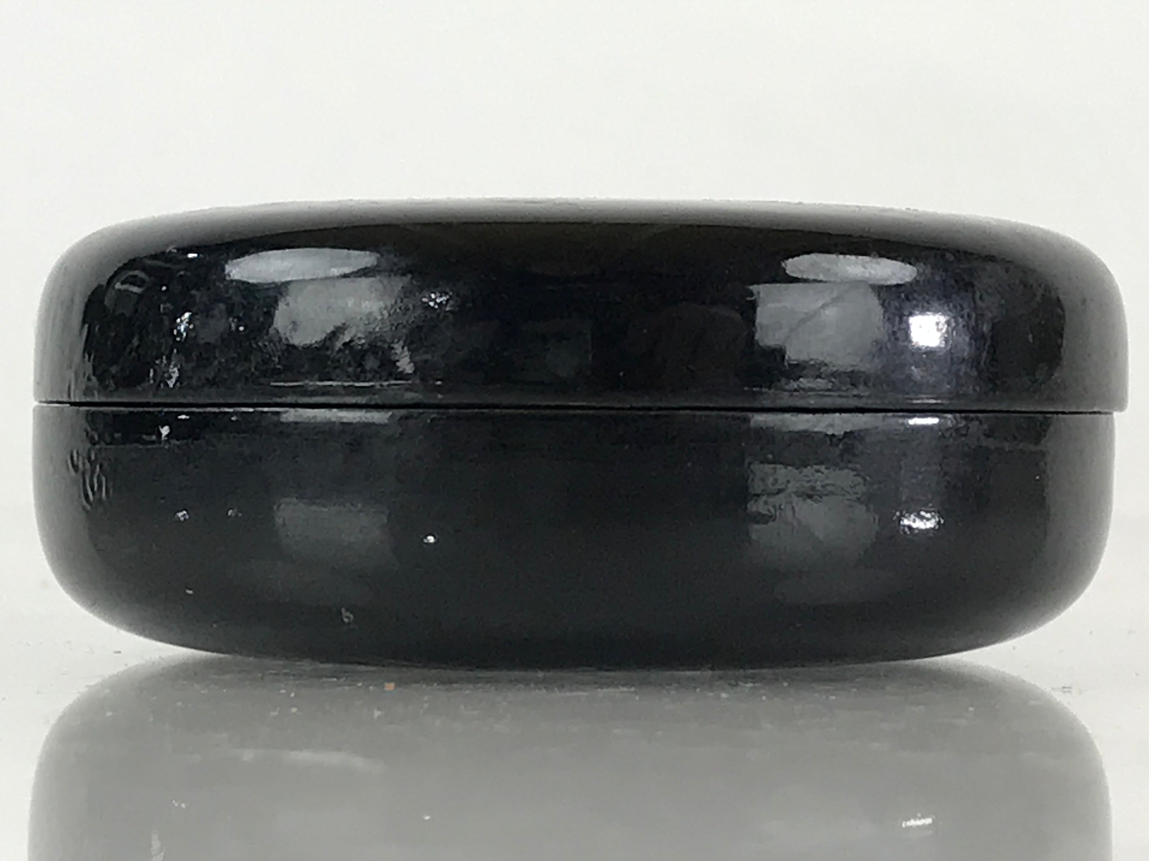Japanese Buddhist Altar Fitting Incense Container Vtg Round Kogo Black BU812