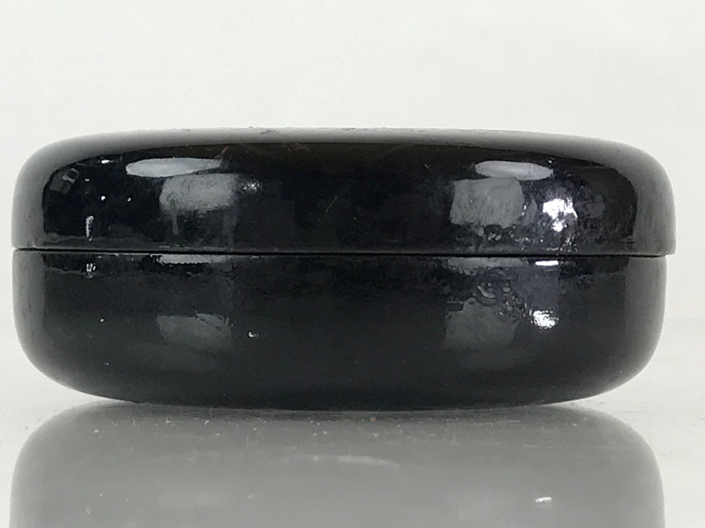 Japanese Buddhist Altar Fitting Incense Container Vtg Round Kogo Black BU812