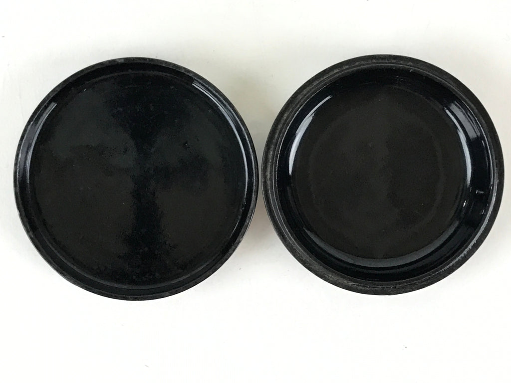 Japanese Buddhist Altar Fitting Incense Container Vtg Round Kogo Black BU812