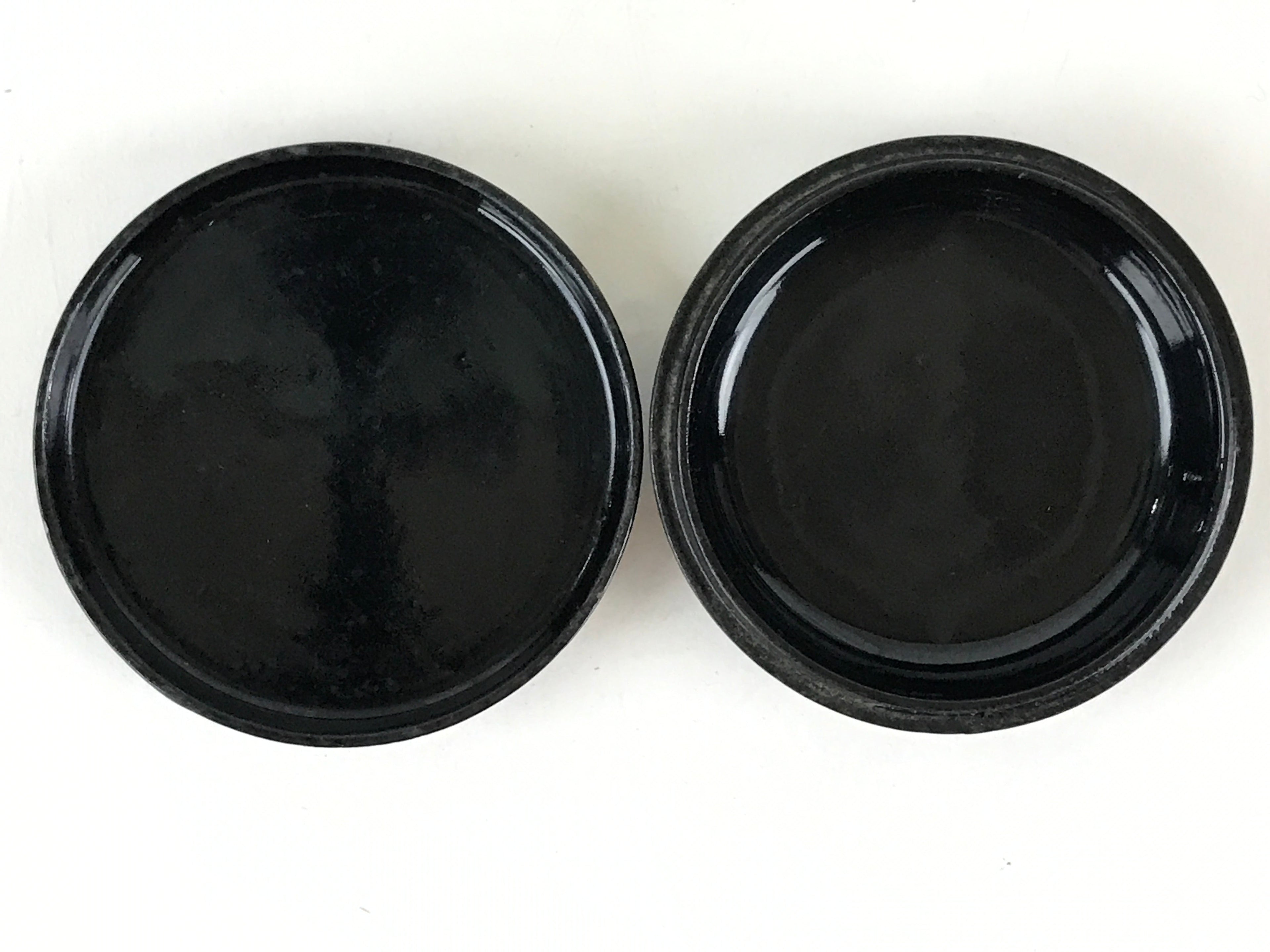 Japanese Buddhist Altar Fitting Incense Container Vtg Round Kogo Black BU812