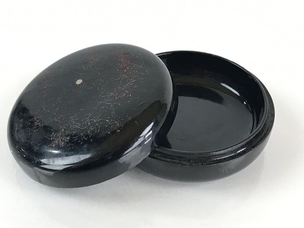 Japanese Buddhist Altar Fitting Incense Container Vtg Round Kogo Black BU812