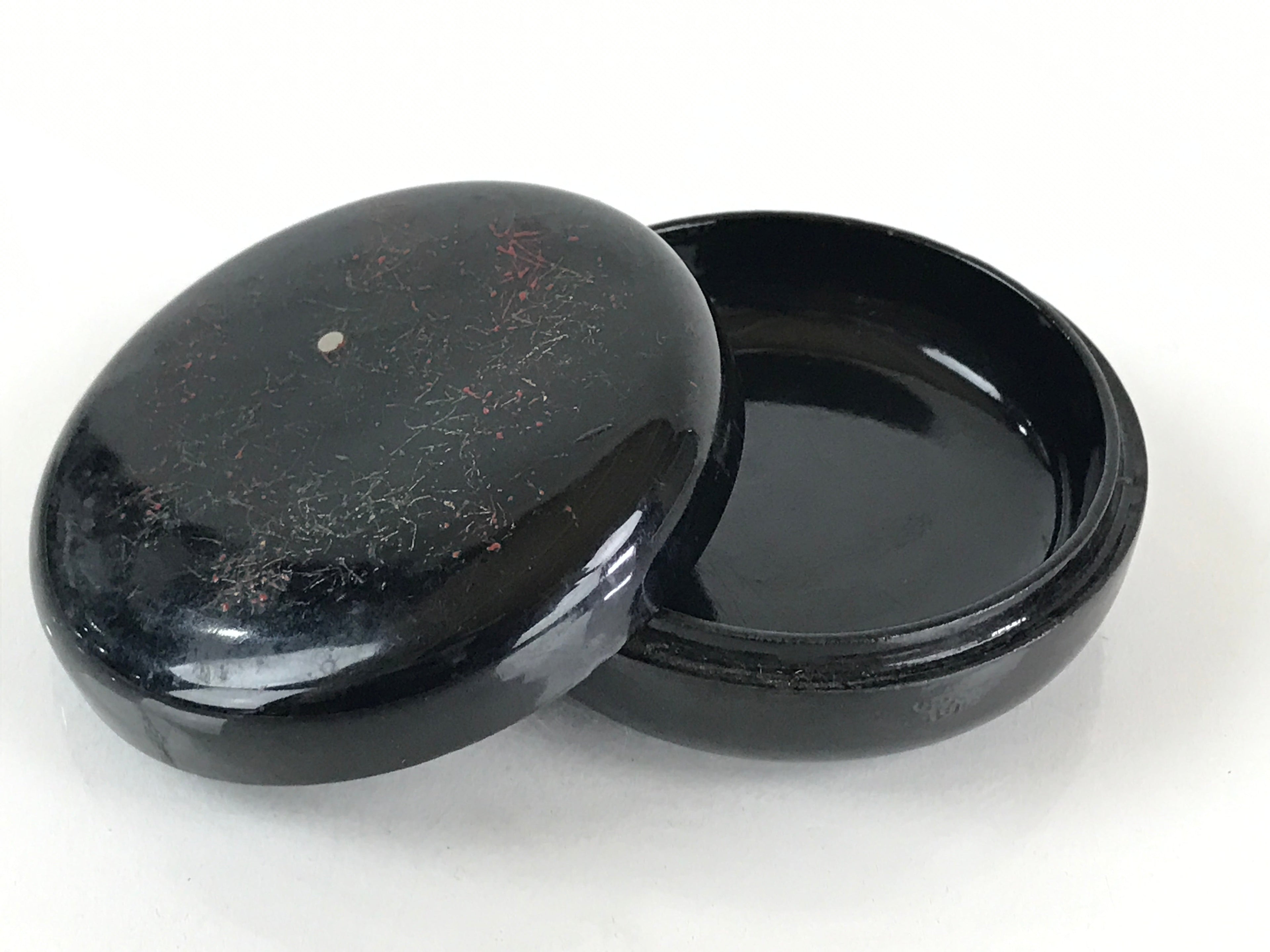 Japanese Buddhist Altar Fitting Incense Container Vtg Round Kogo Black BU812