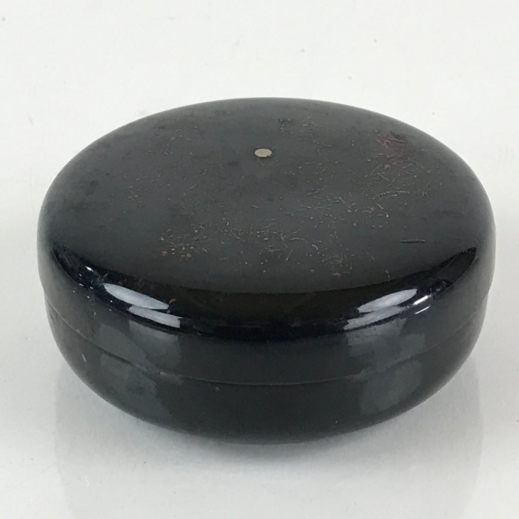 Japanese Buddhist Altar Fitting Incense Container Vtg Round Kogo Black BU812