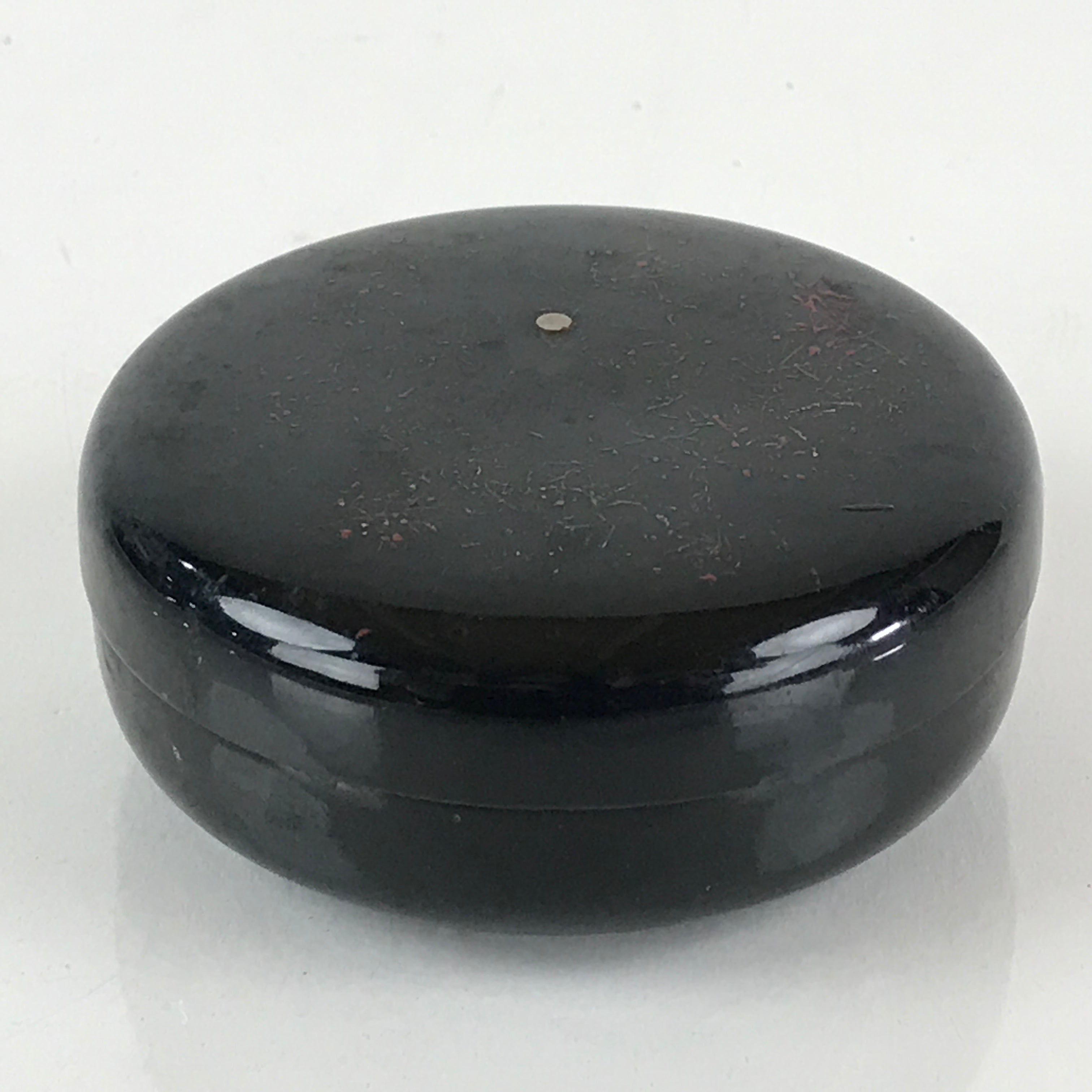 Japanese Buddhist Altar Fitting Incense Container Vtg Round Kogo Black BU812