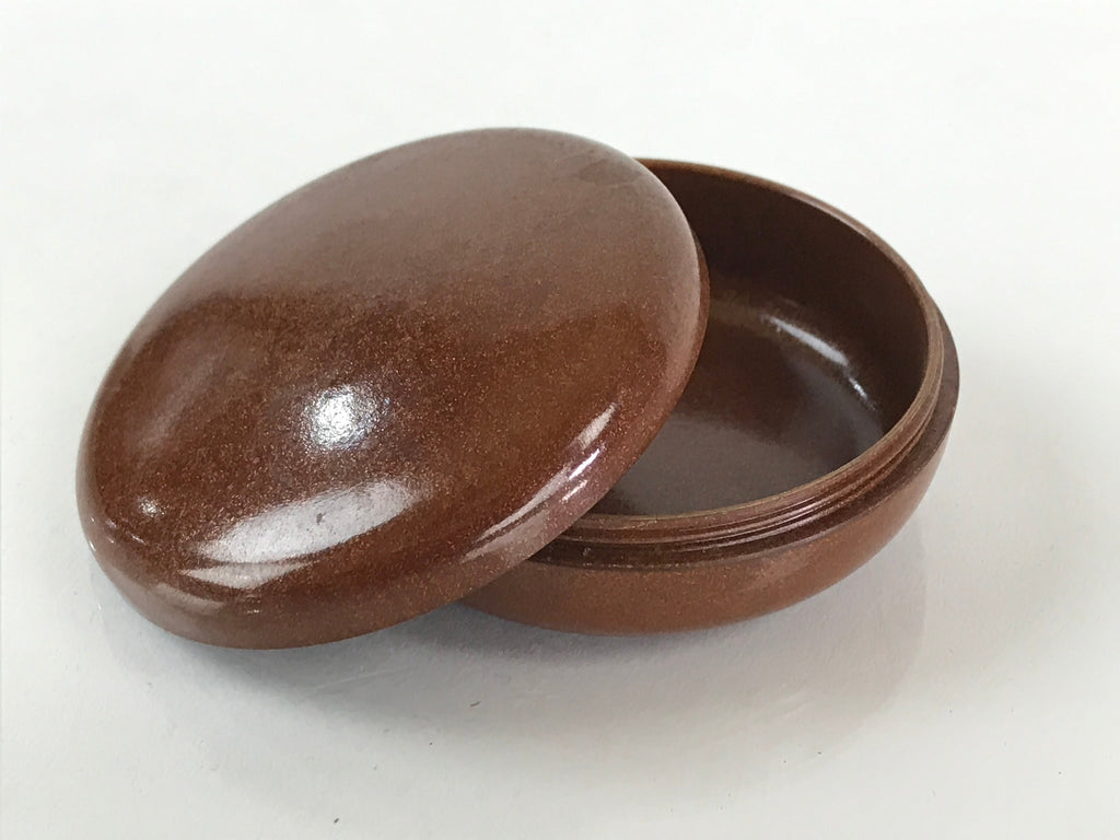 Japanese Buddhist Altar Fitting Incense Container Vtg Round Kogo Brown BU811