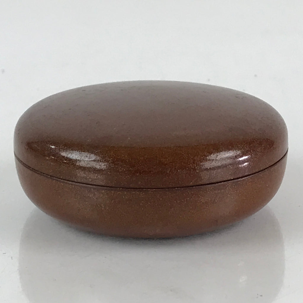 Japanese Buddhist Altar Fitting Incense Container Vtg Round Kogo Brown BU811