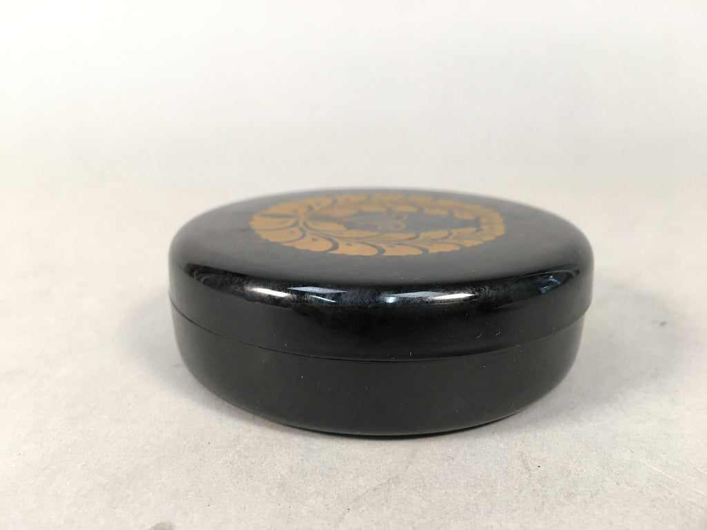 Japanese Buddhist Altar Fitting Incense Container Vtg Round Kogo Crest BU323