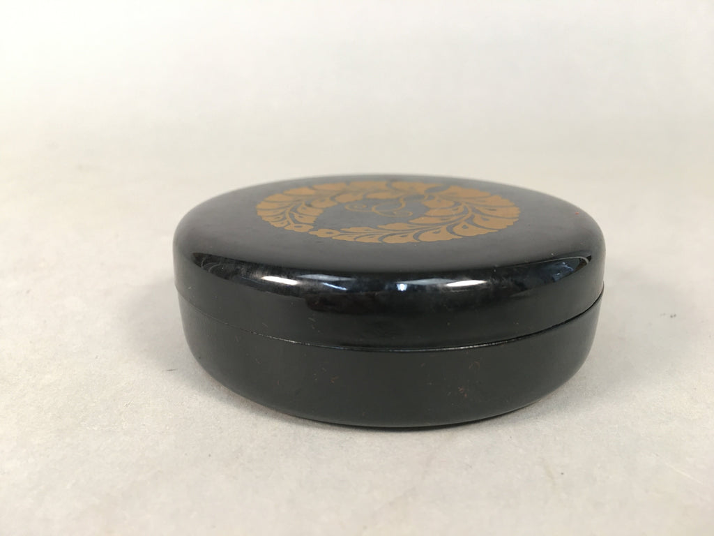 Japanese Buddhist Altar Fitting Incense Container Vtg Round Kogo Crest BU323