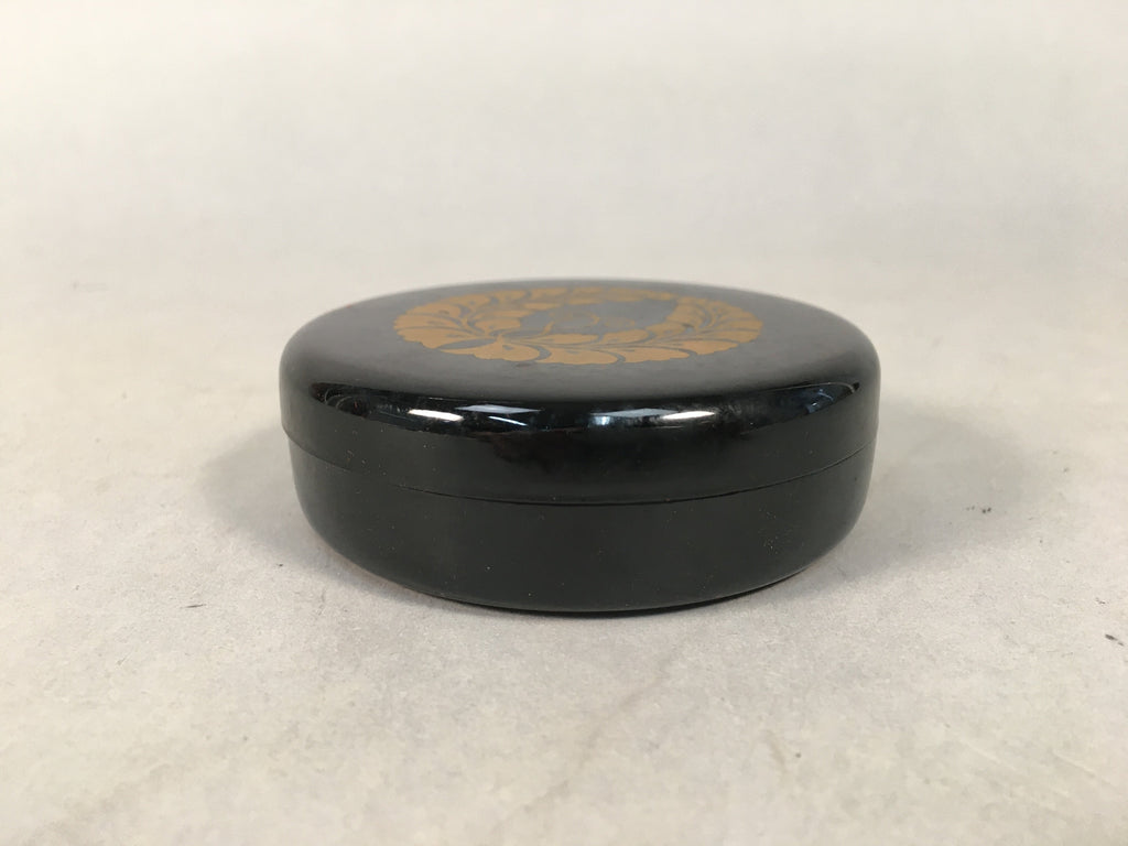 Japanese Buddhist Altar Fitting Incense Container Vtg Round Kogo Crest BU323