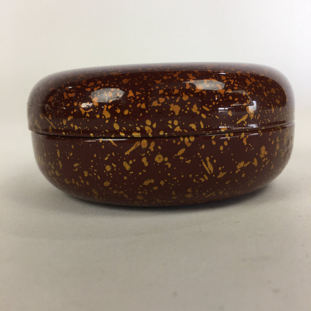 Japanese Buddhist Altar Fitting Incense Container Vtg Round Kogo Gold Red BU524