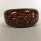 Japanese Buddhist Altar Fitting Incense Container Vtg Round Kogo Gold Red BU524