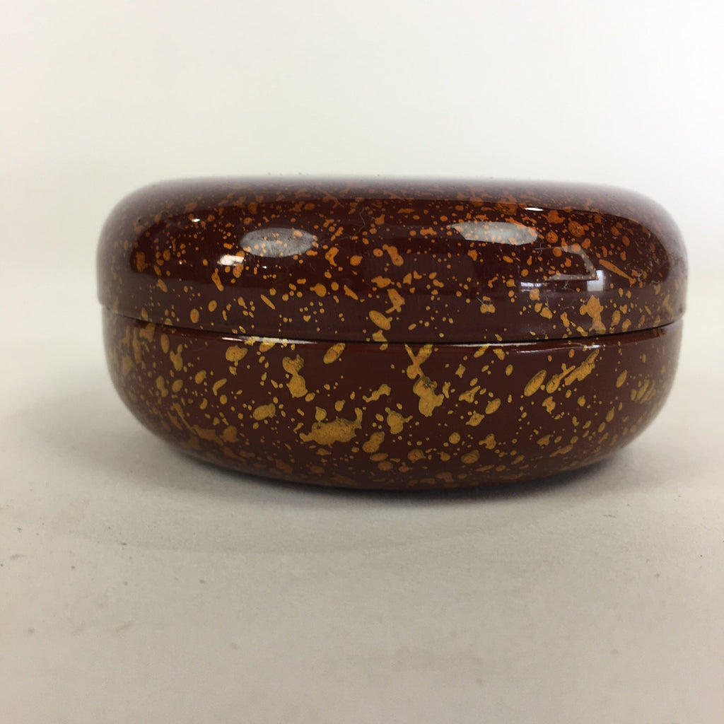 Japanese Buddhist Altar Fitting Incense Container Vtg Round Kogo Gold Red BU524