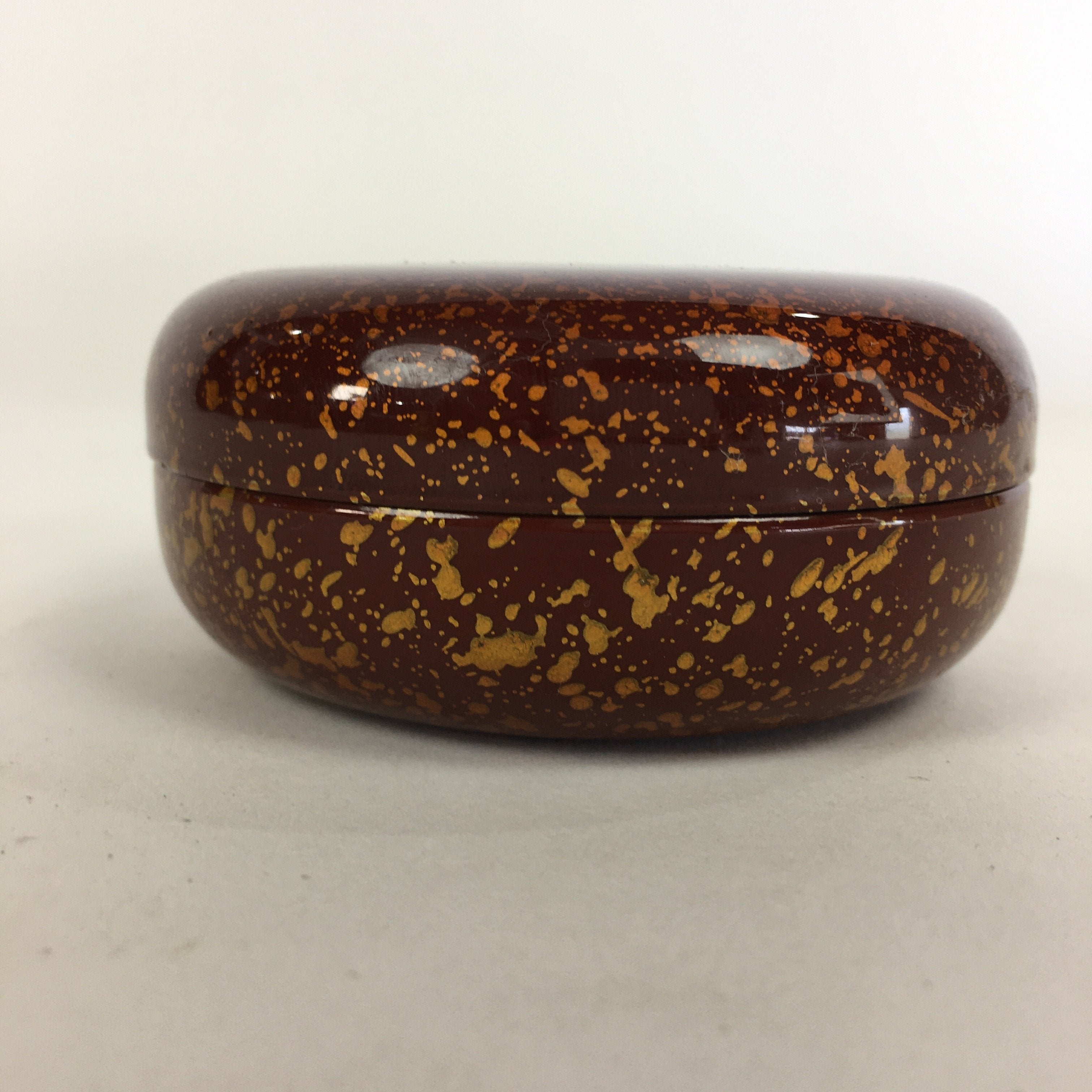 Japanese Buddhist Altar Fitting Incense Container Vtg Round Kogo Gold Red BU524
