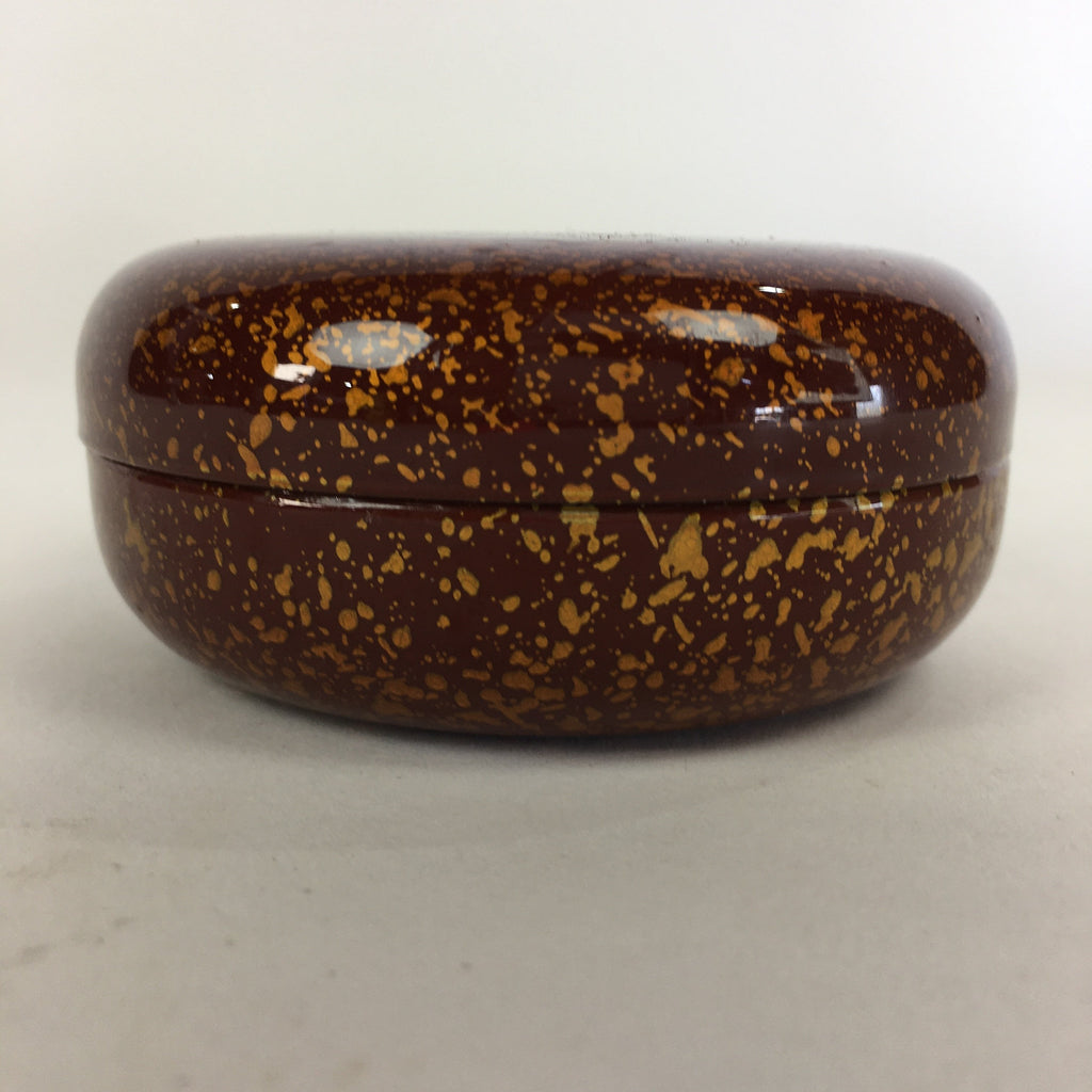 Japanese Buddhist Altar Fitting Incense Container Vtg Round Kogo Gold Red BU524