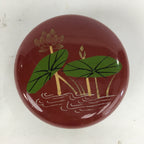 Japanese Buddhist Altar Fitting Incense Container Vtg Round Kogo Red BU523