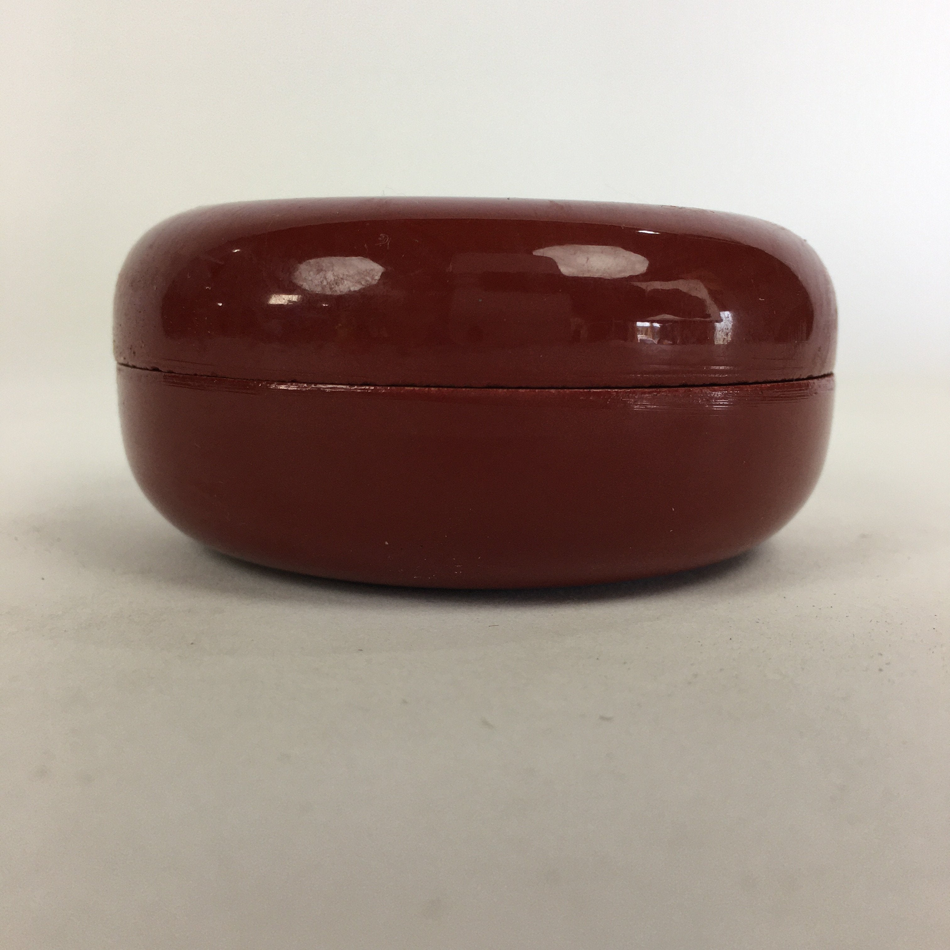 Japanese Buddhist Altar Fitting Incense Container Vtg Round Kogo Red BU523