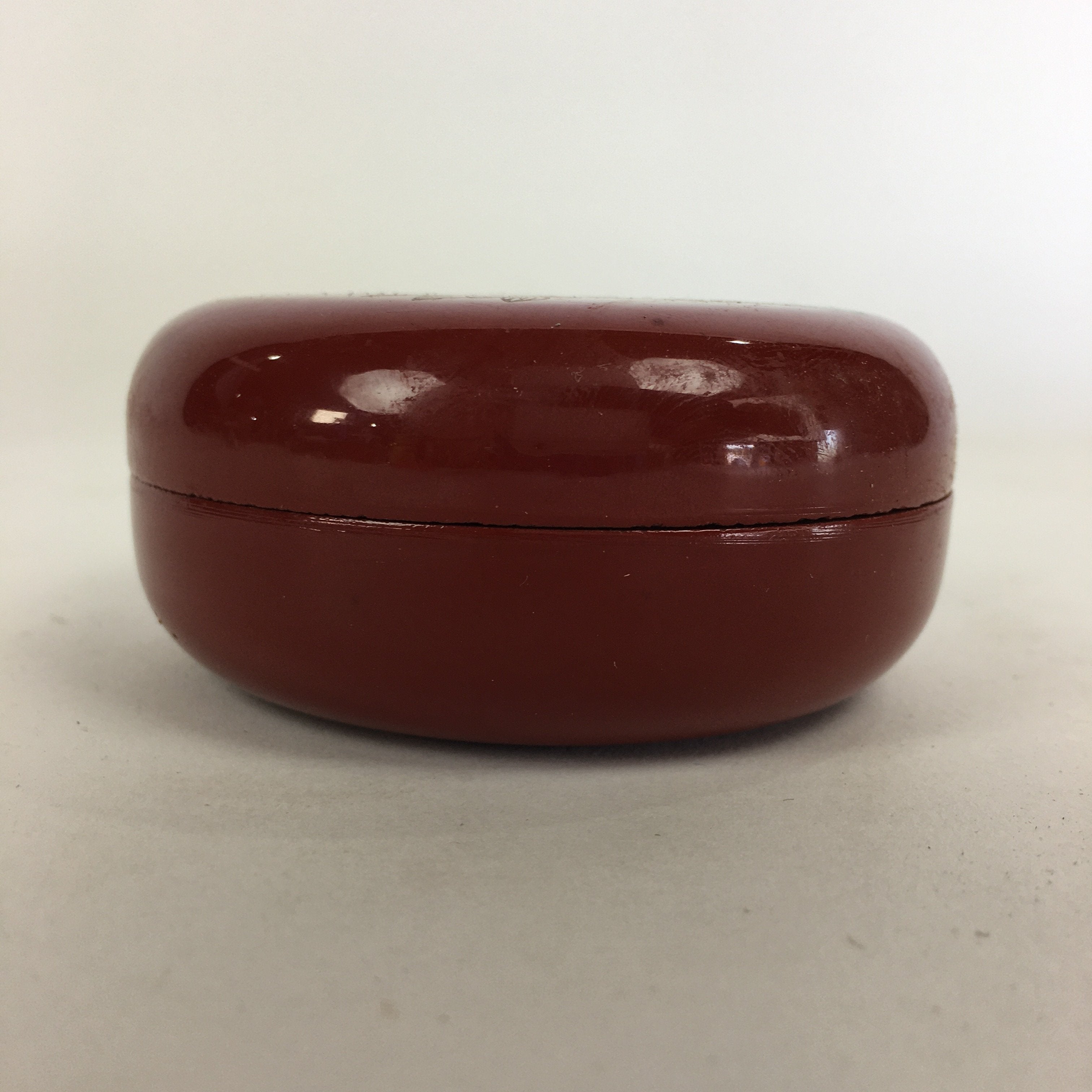 Japanese Buddhist Altar Fitting Incense Container Vtg Round Kogo Red BU523