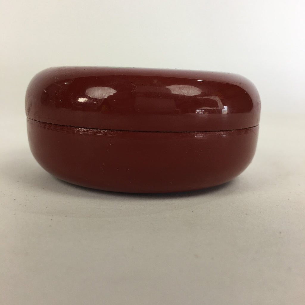 Japanese Buddhist Altar Fitting Incense Container Vtg Round Kogo Red BU523
