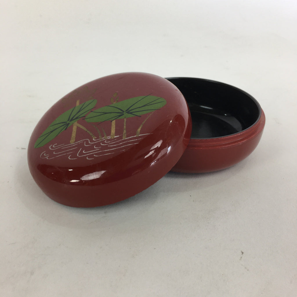 Japanese Buddhist Altar Fitting Incense Container Vtg Round Kogo Red BU523