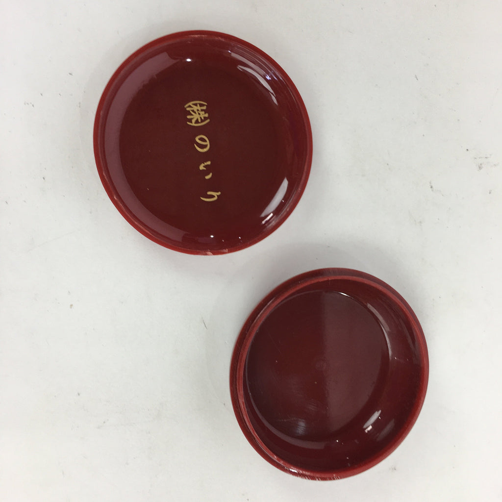 Japanese Buddhist Altar Fitting Incense Container Vtg Round Kogo Red BU525