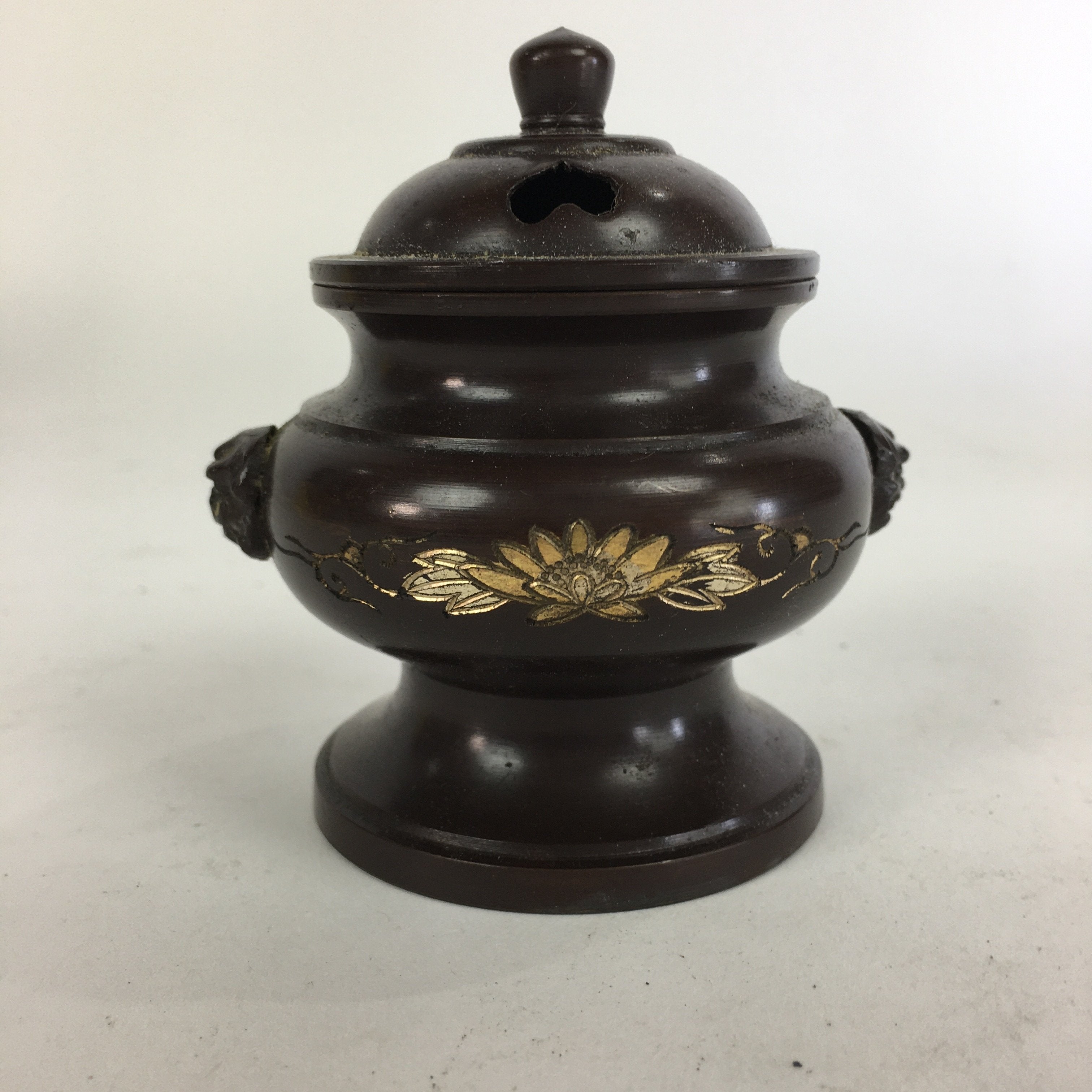 Japanese Buddhist Altar Fitting Metal Incense Burner Vtg Bronze Koro BU505