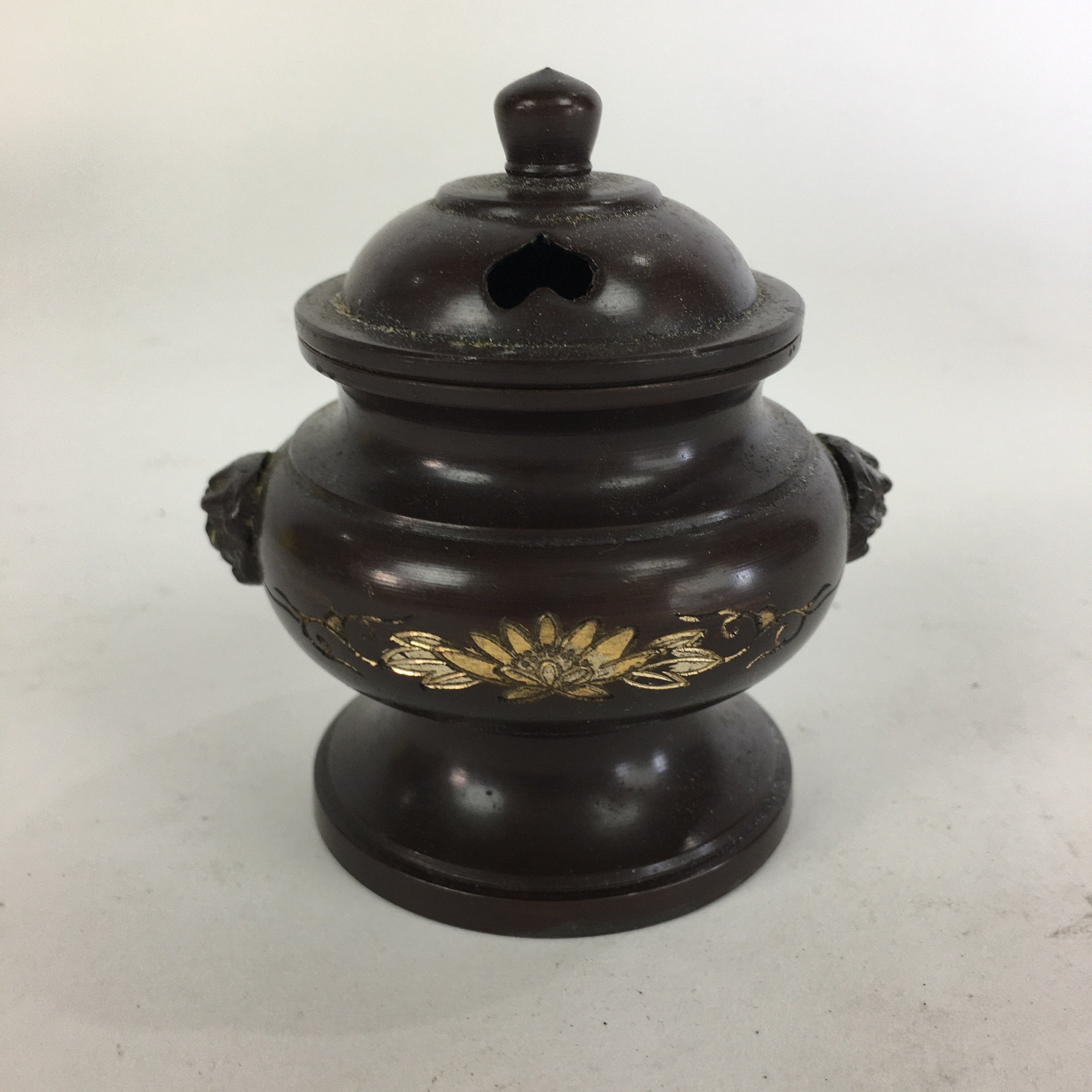 Japanese Buddhist Altar Fitting Metal Incense Burner Vtg Bronze Koro BU505
