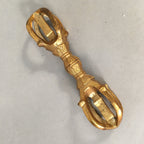 Japanese Buddhist Altar Fitting Mitsuko Charm Against Evil Brass Gold BU364