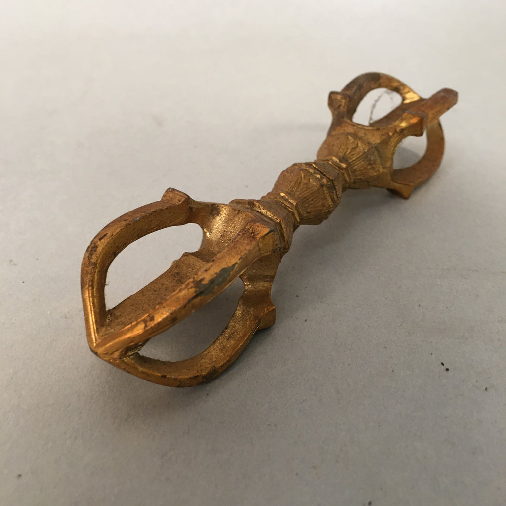 Japanese Buddhist Altar Fitting Mitsuko Charm Against Evil Brass Gold BU364