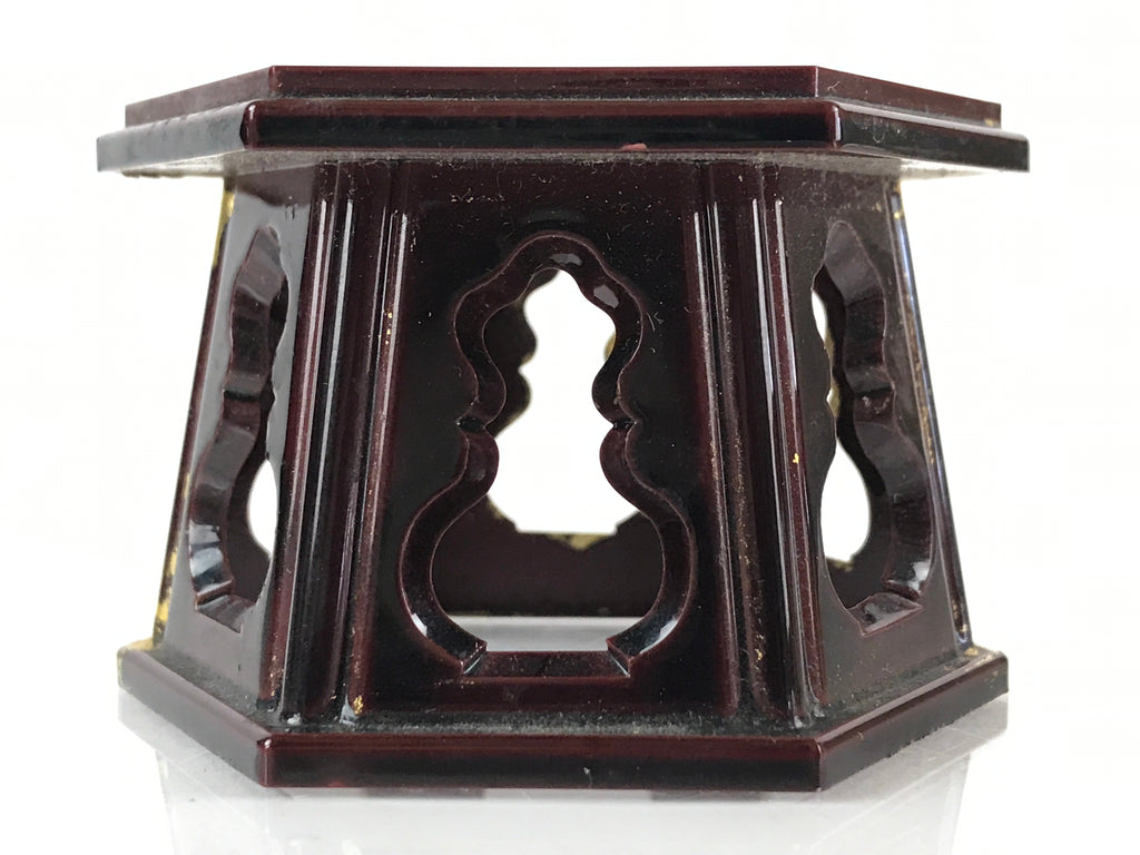 Japanese Buddhist Altar Fitting Offering Cup Stand 2pc Set Vtg Hexagon BU775