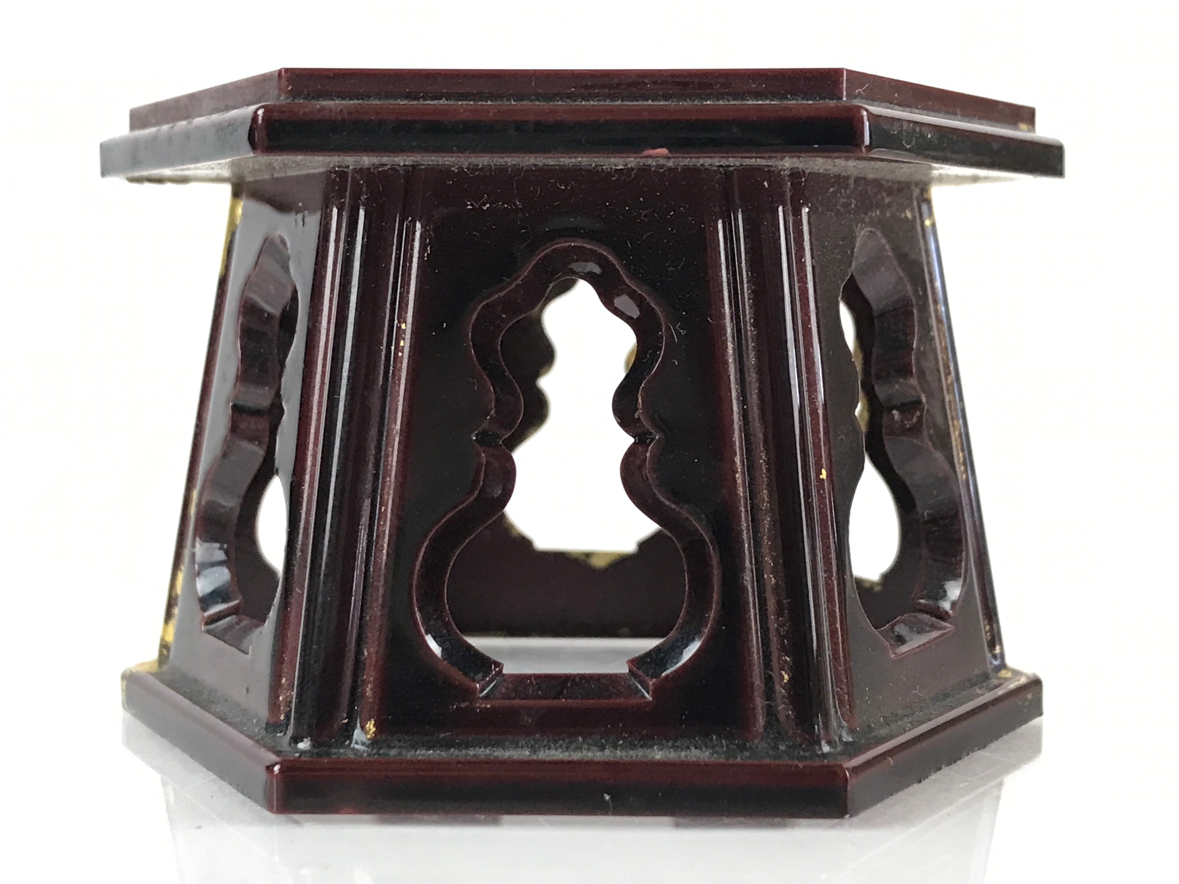 Japanese Buddhist Altar Fitting Offering Cup Stand 2pc Set Vtg Hexagon BU775