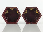 Japanese Buddhist Altar Fitting Offering Cup Stand 2pc Set Vtg Hexagon BU775