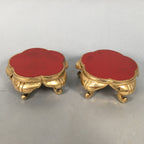 Japanese Buddhist Altar Fitting Offering Stand Pair Vtg Butsugu Plum Blossom BU3