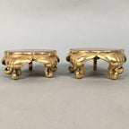 Japanese Buddhist Altar Fitting Offering Stand Pair Vtg Butsugu Plum Blossom BU3