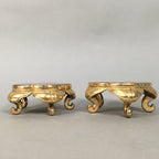 Japanese Buddhist Altar Fitting Offering Stand Pair Vtg Butsugu Plum Blossom BU3