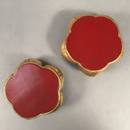 Japanese Buddhist Altar Fitting Offering Stand Pair Vtg Butsugu Plum Blossom BU3