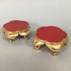 Japanese Buddhist Altar Fitting Offering Stand Pair Vtg Butsugu Plum Blossom BU3