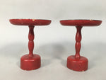Japanese Buddhist Altar Fitting Offering Stand Pair Vtg Butsugu Red BU318