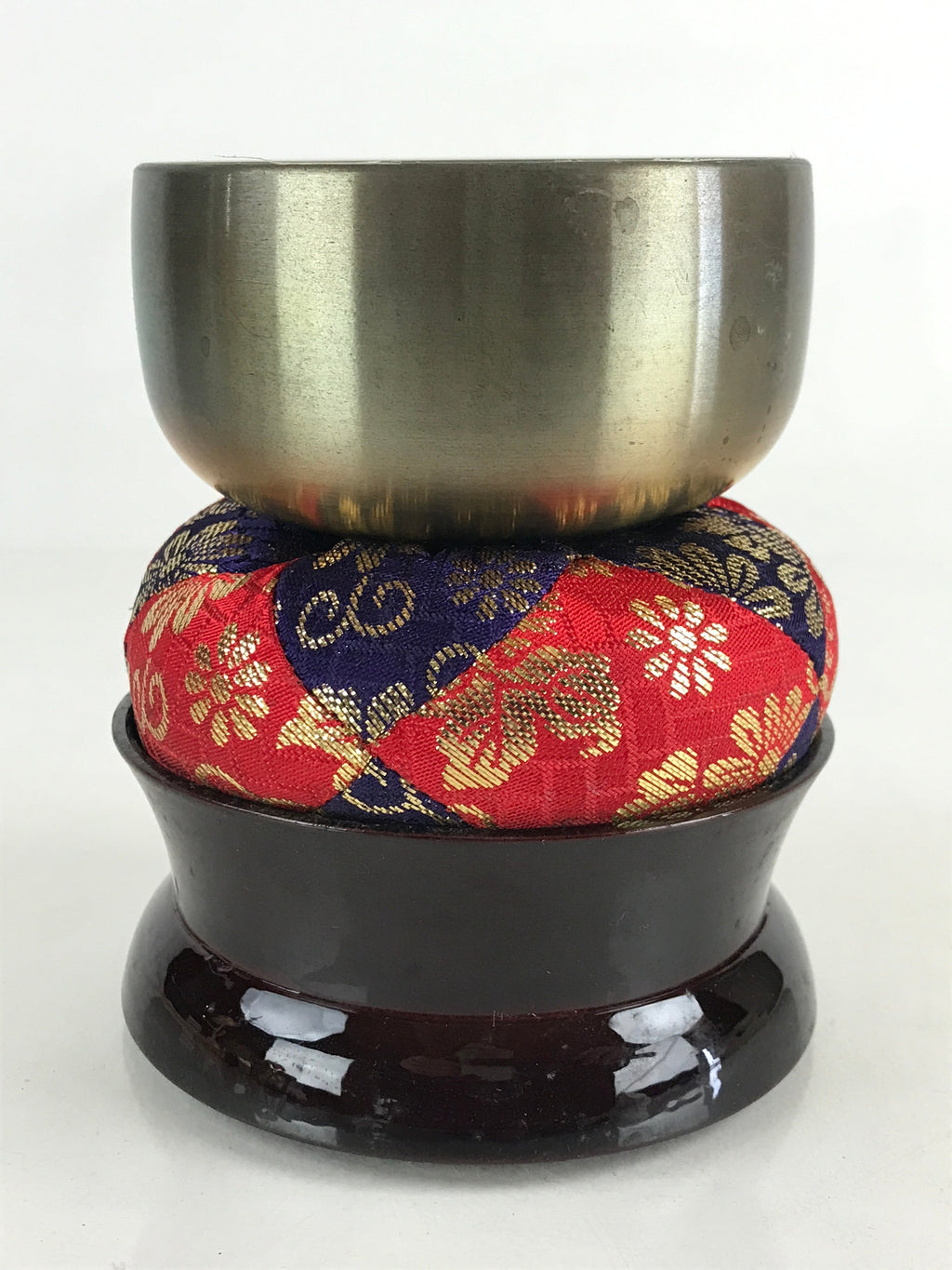 Japanese Buddhist Altar Fitting Orin Bell Vtg Singing Bowl Pillow Striker Stand