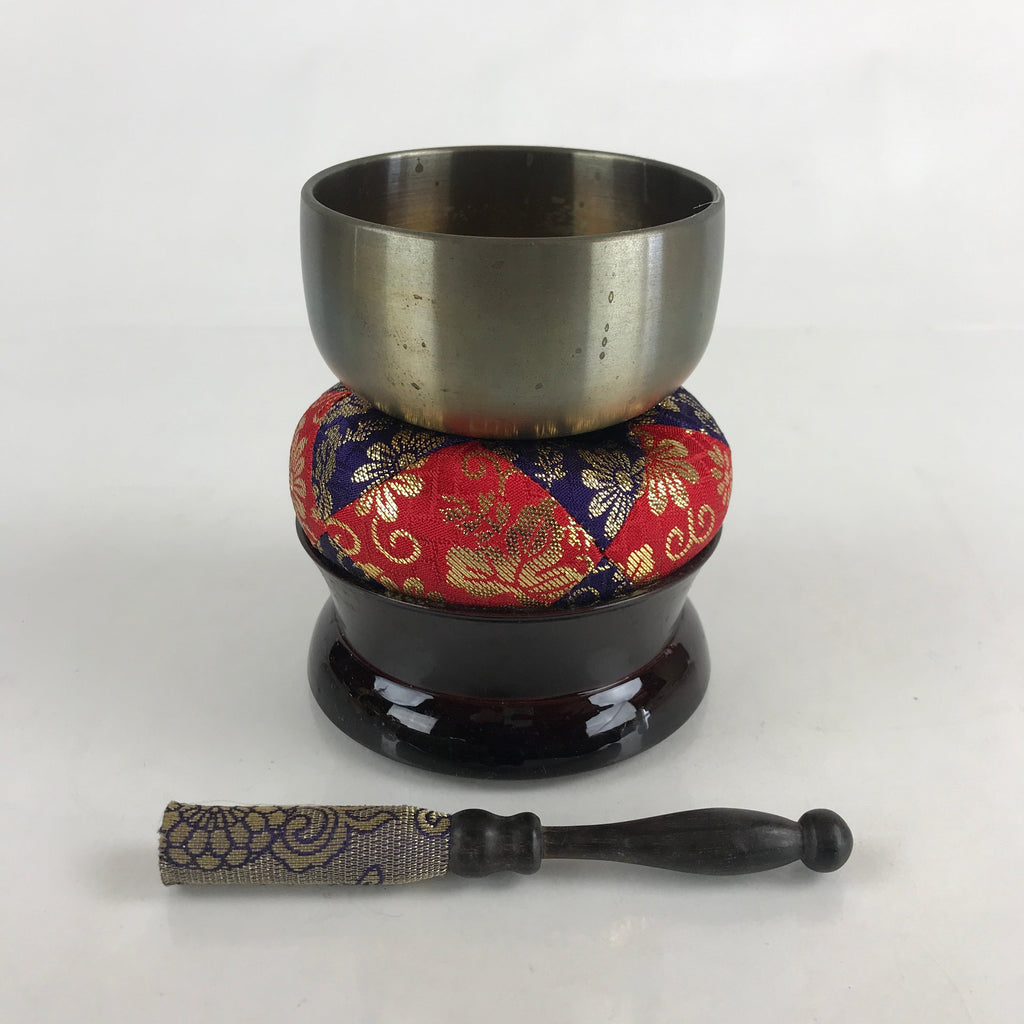 Japanese Buddhist Altar Fitting Orin Bell Vtg Singing Bowl Pillow Striker Stand